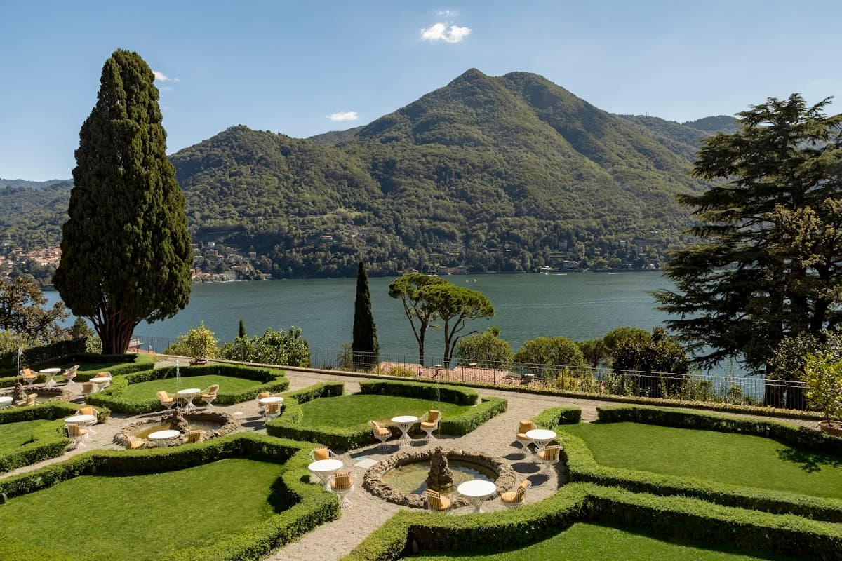 Passalacqua above Moltrasio, its terraced gardens dropping to Lake Como