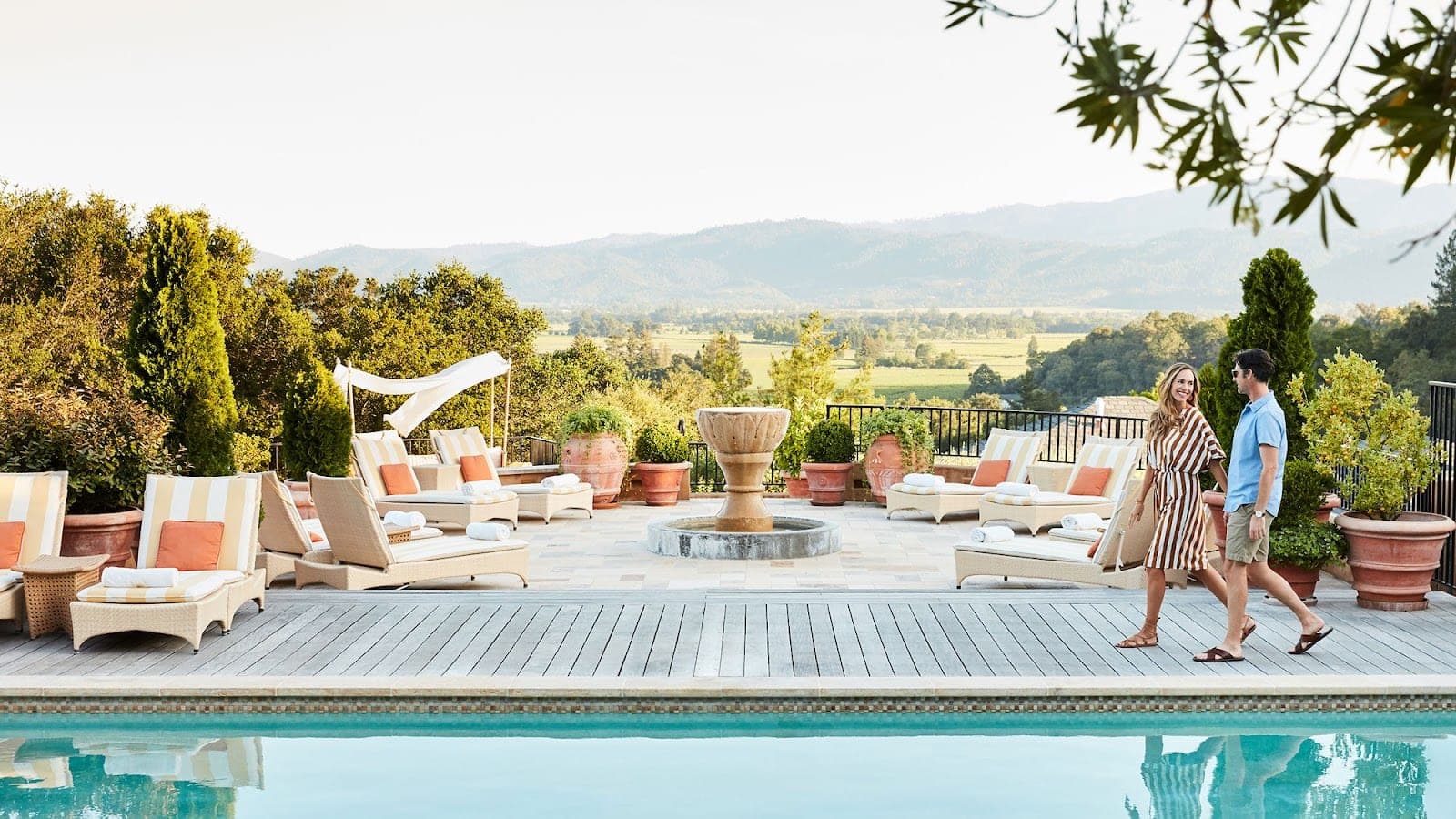 The Auberge du Soleil terrace above the Napa Valley floor at Rutherford