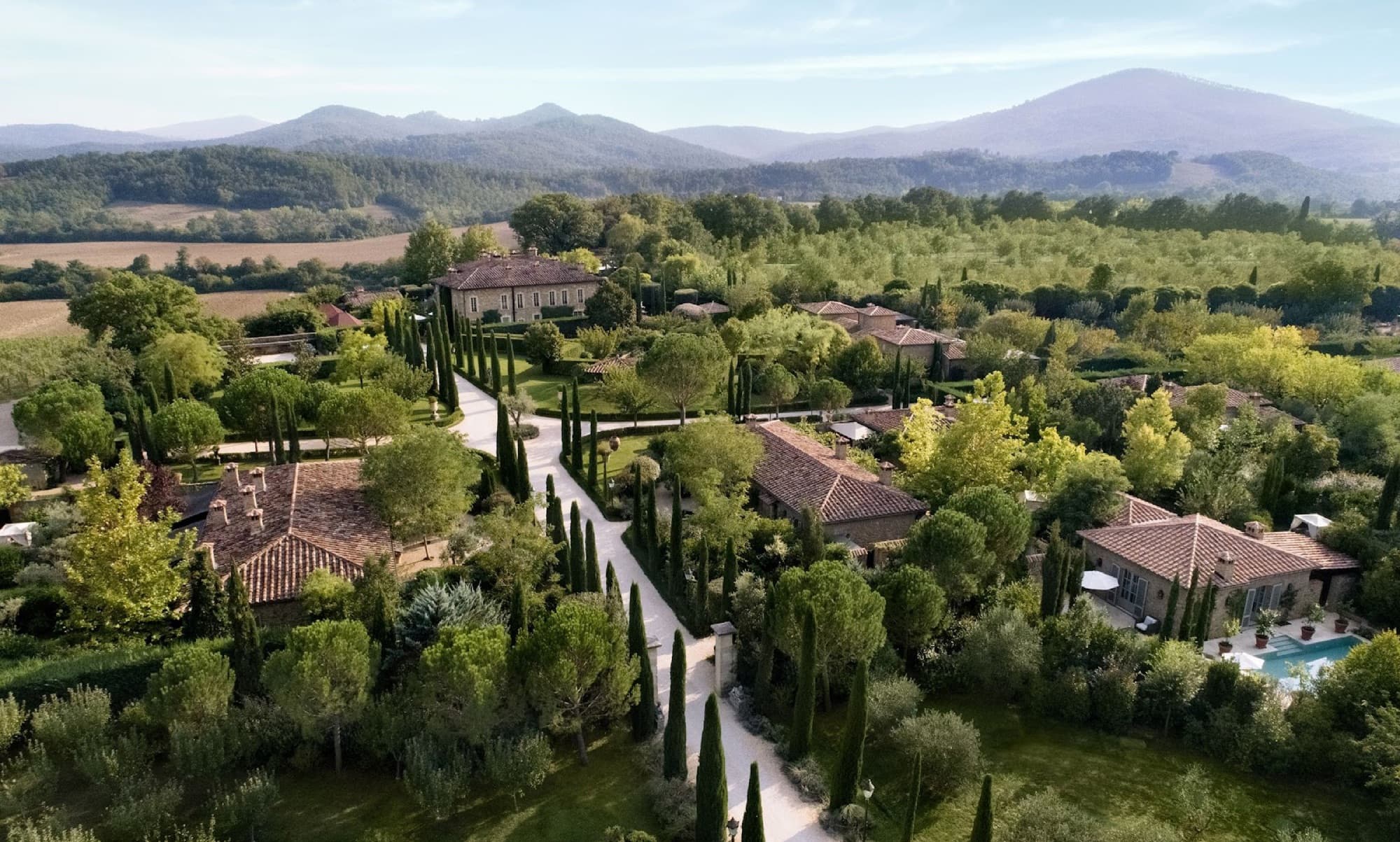 Borgo Santo Pietro’s gardens and 13th-century villa in the Val di Merse