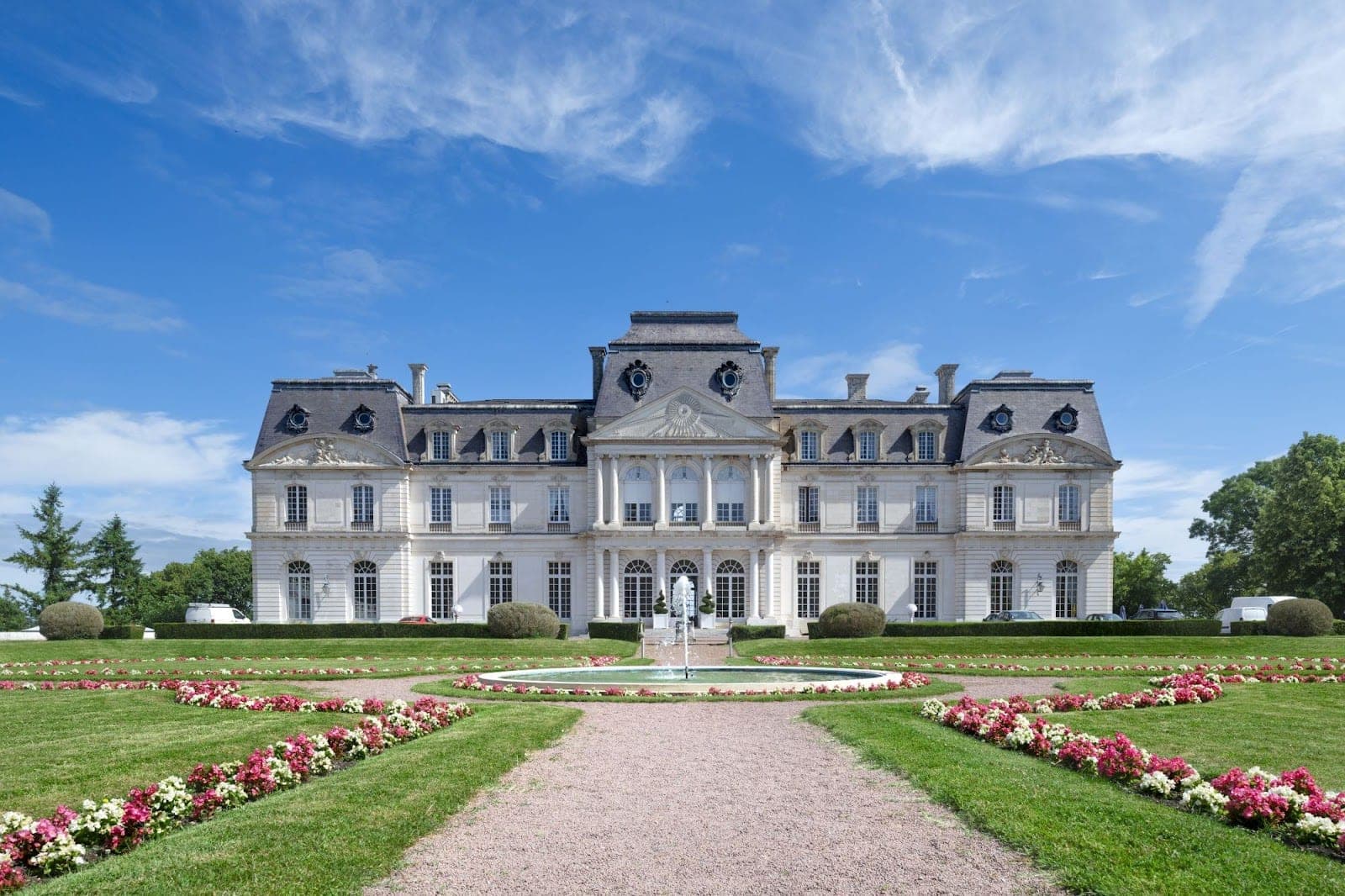 The south front of Château d’Artigny above its park in the Indre valley near Tours