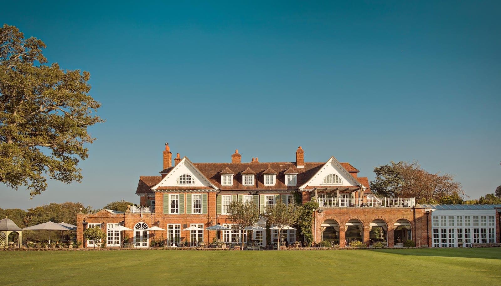 Chewton Glen’s country house frontage and lawns on the edge of the New Forest