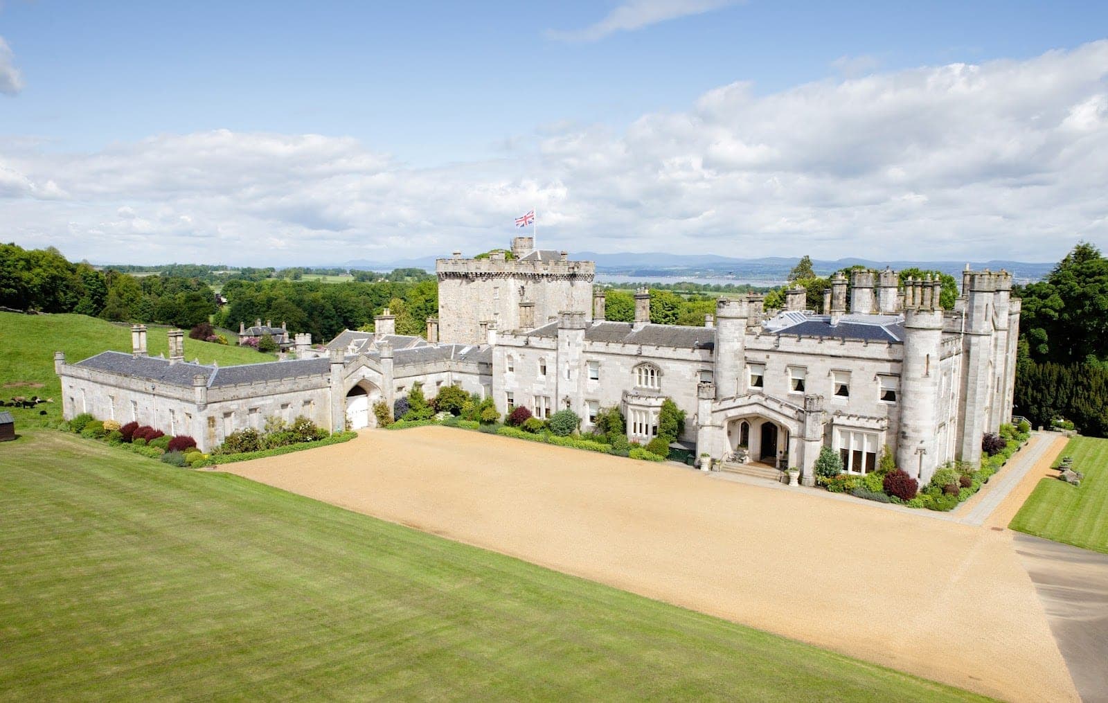 Dundas Castle and its parkland loch on the edge of Edinburgh