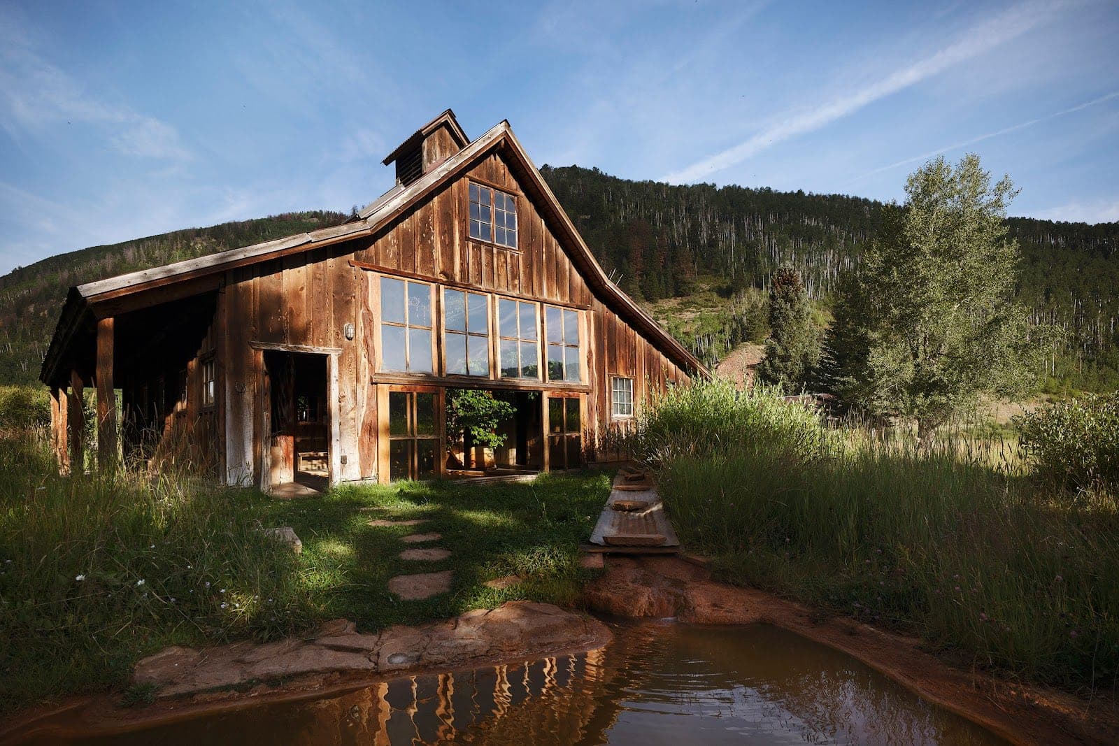 Log cabins of the restored town of Dunton Hot Springs in the San Juan Mountains