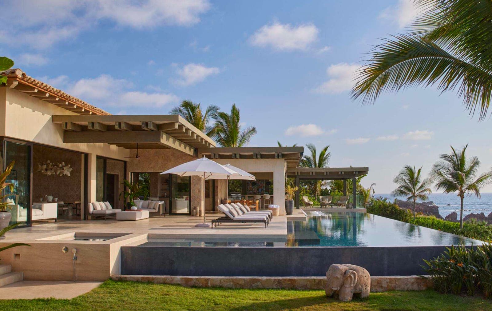 Four Seasons Resort Punta Mita: casitas and beach on the point closing the north end of Banderas Bay