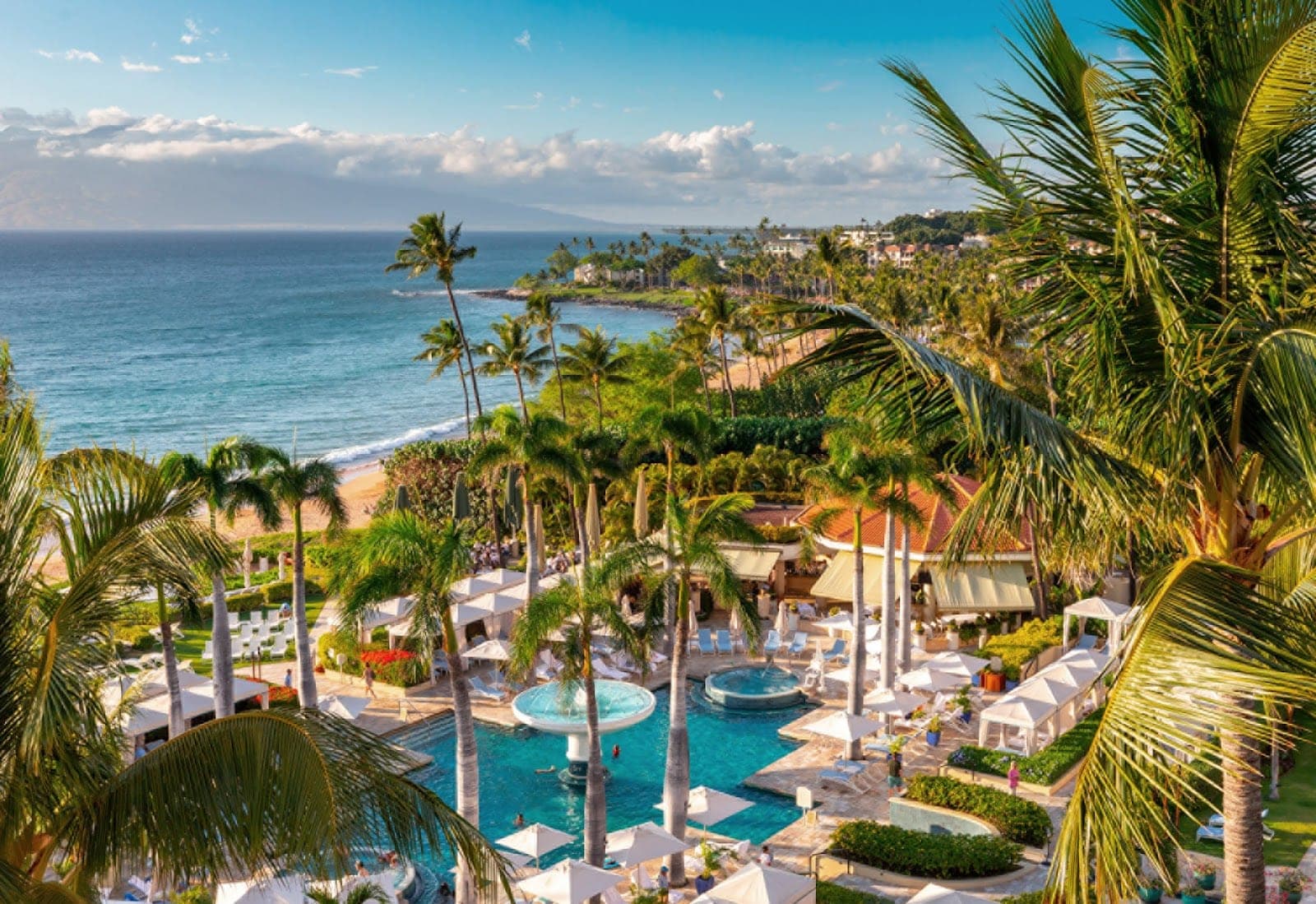 Four Seasons Resort Maui at Wailea looking across the lawn to Wailea Beach