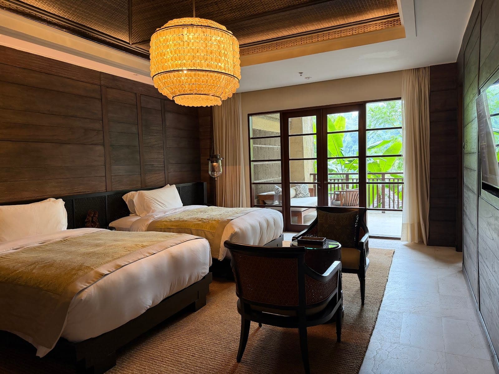 Mandapa, a Ritz-Carlton Reserve at Kedewatan, its lawns and rice paddy above the Ayung River in Ubud