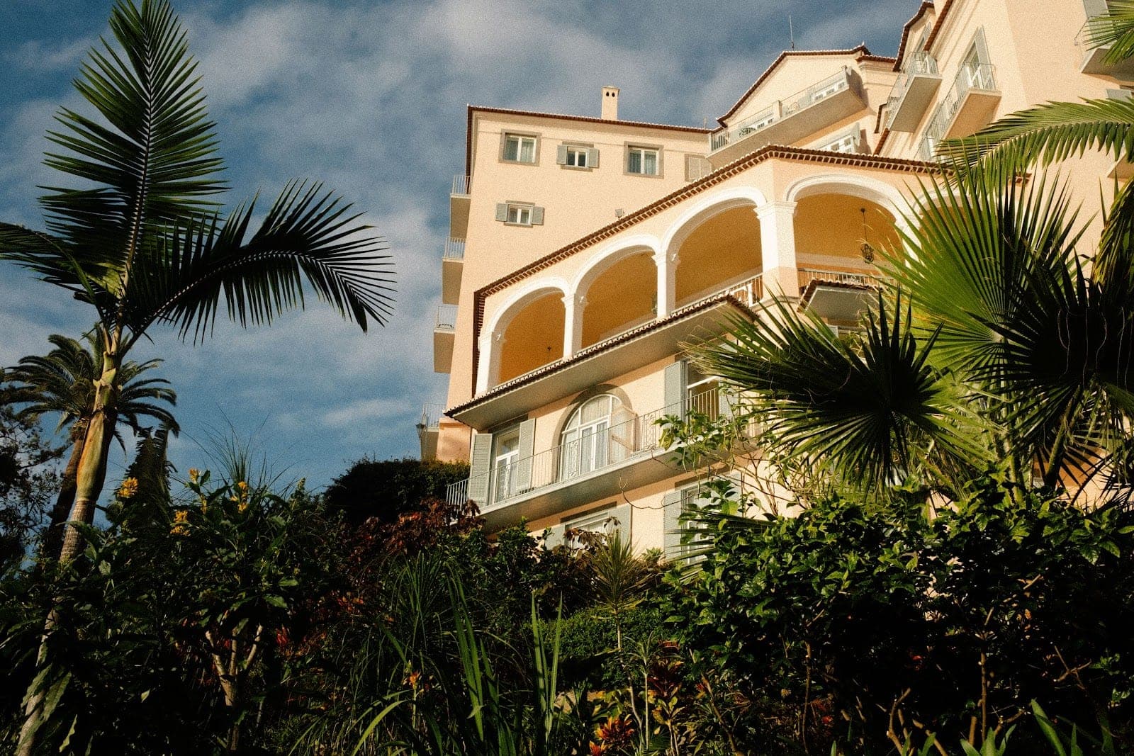 Terraced subtropical gardens falling from Reid’s Palace to the Atlantic at Funchal