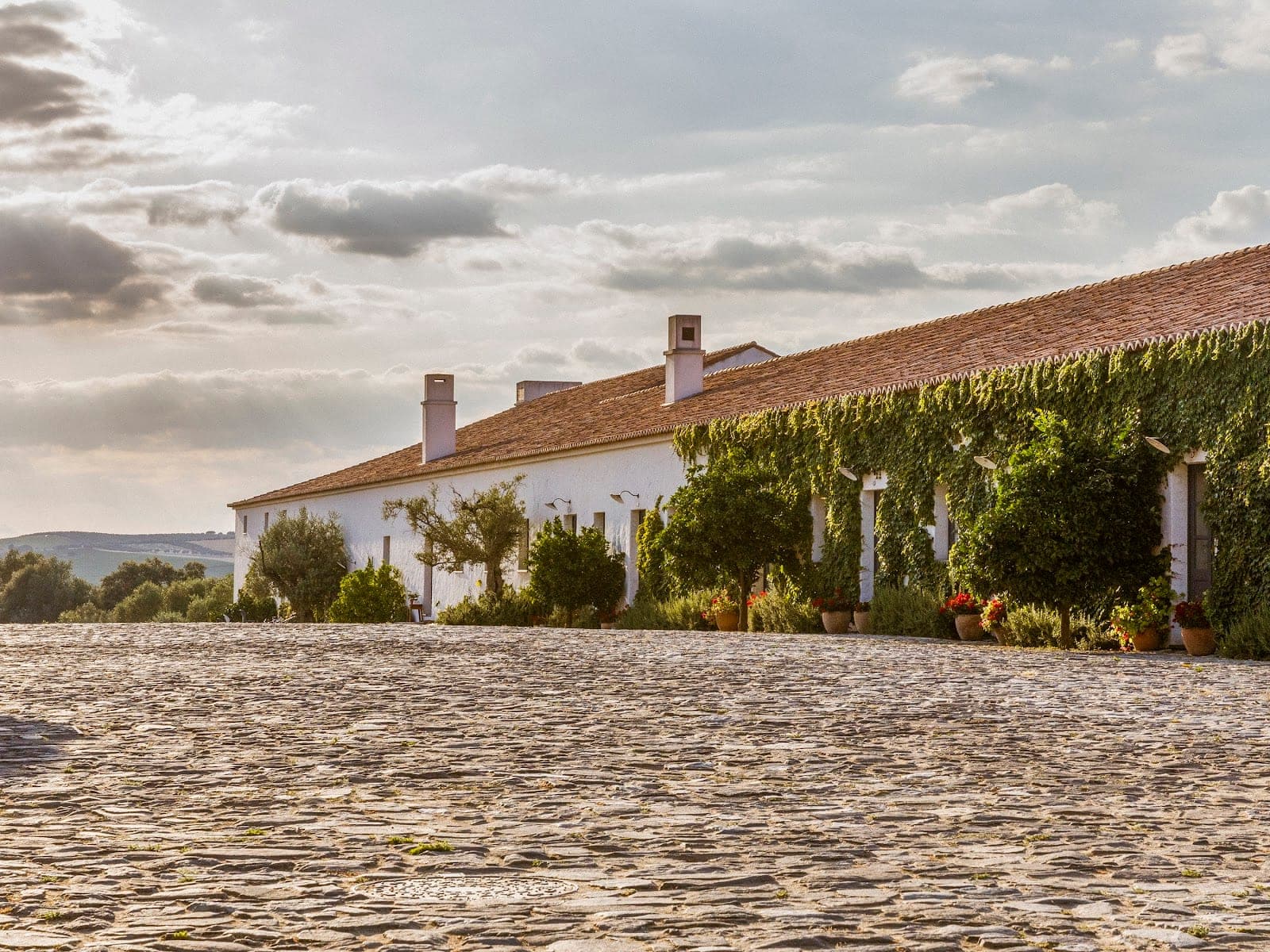 The restored farm village and courtyards of São Lourenço do Barrocal below Monsaraz