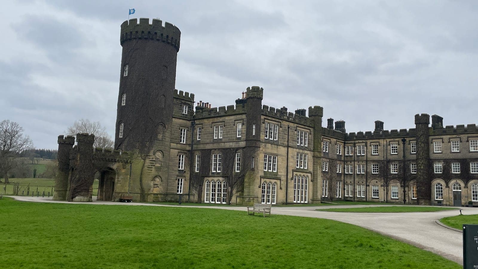 Swinton Park castle and its parkland at the edge of the Yorkshire Dales