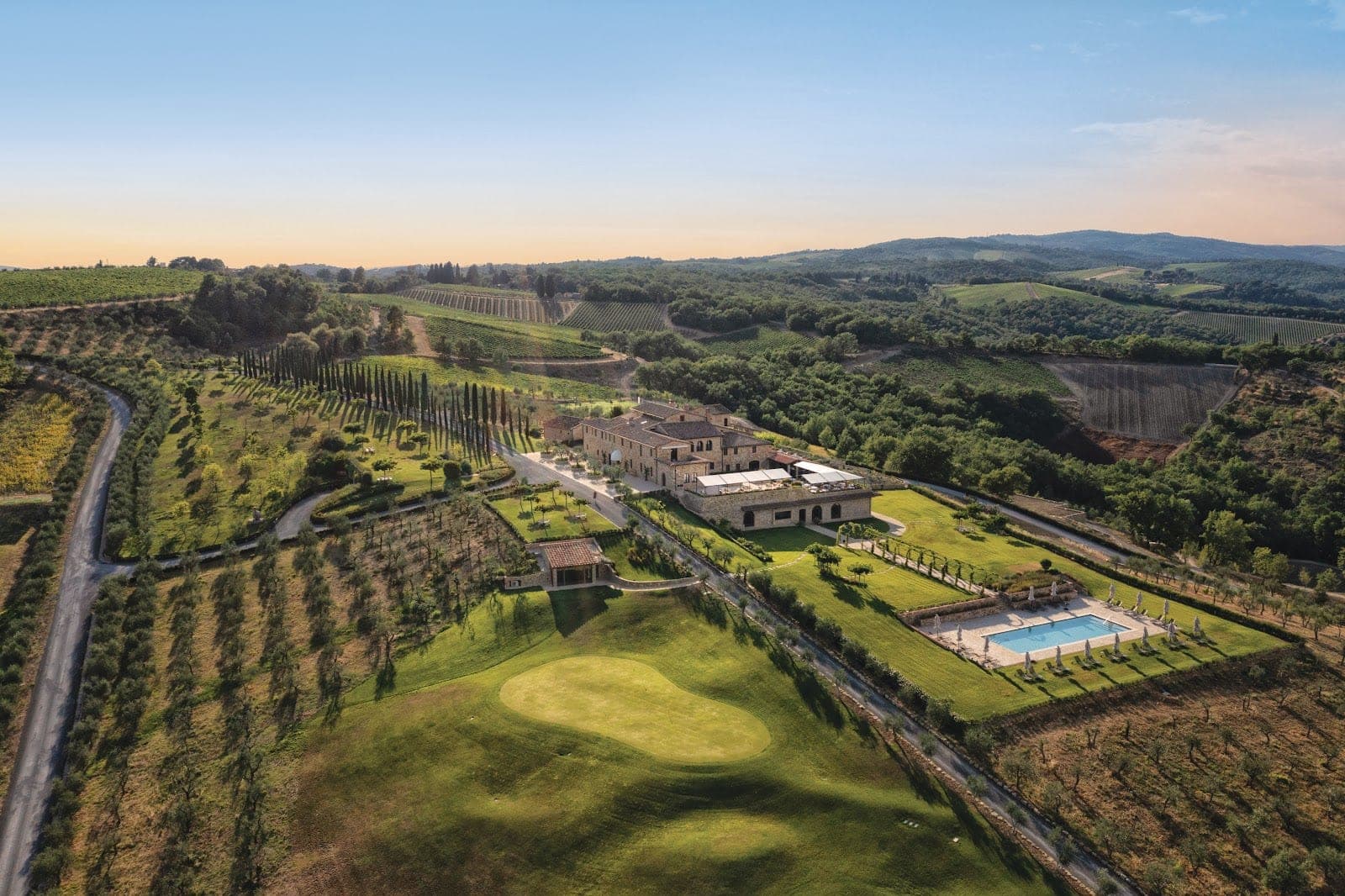 The Club House at Fontanelle Estate, a restored stone farmhouse in the Chianti hills