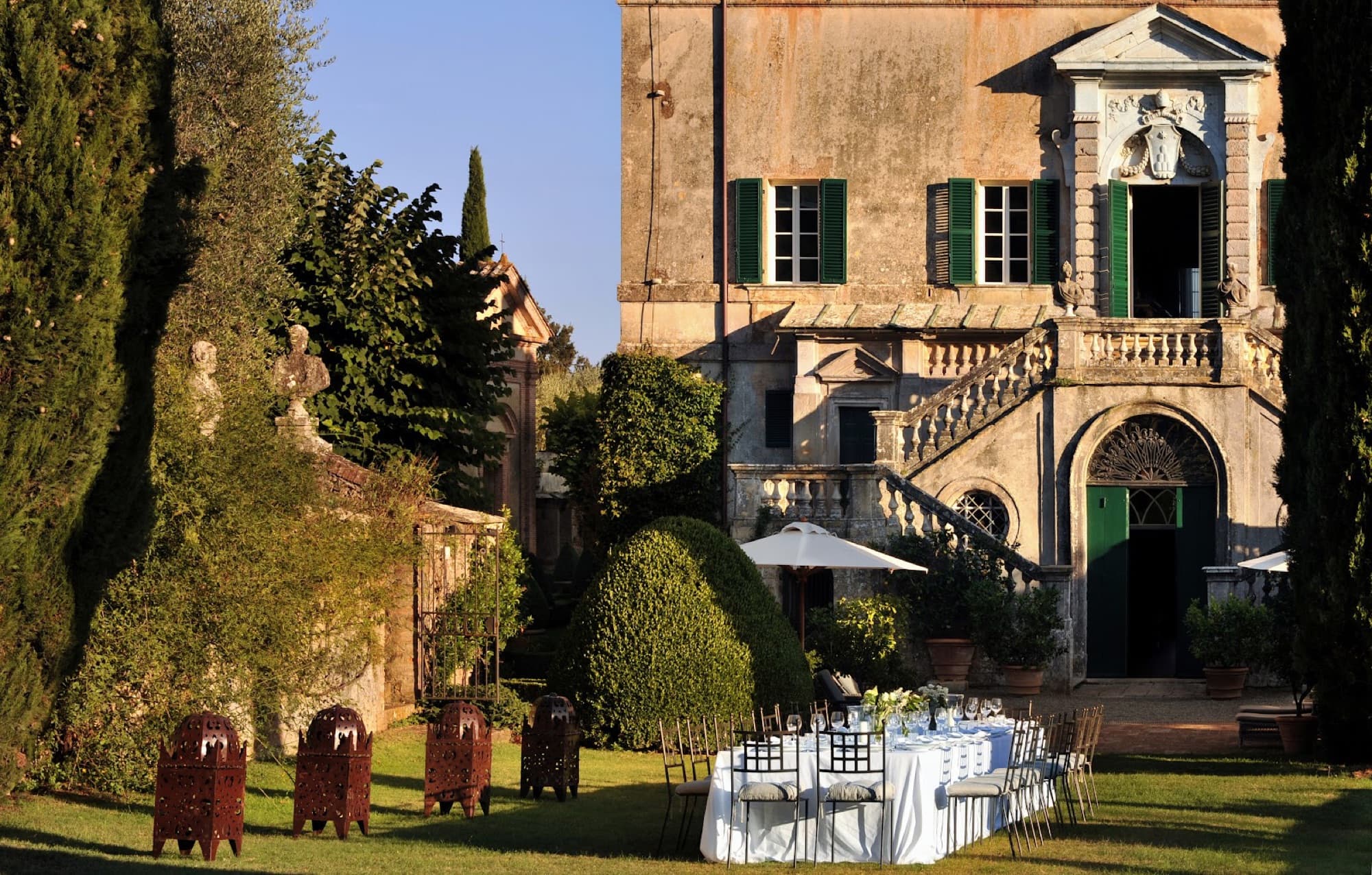 Villa Cetinale’s baroque façade and cypress avenue near Siena