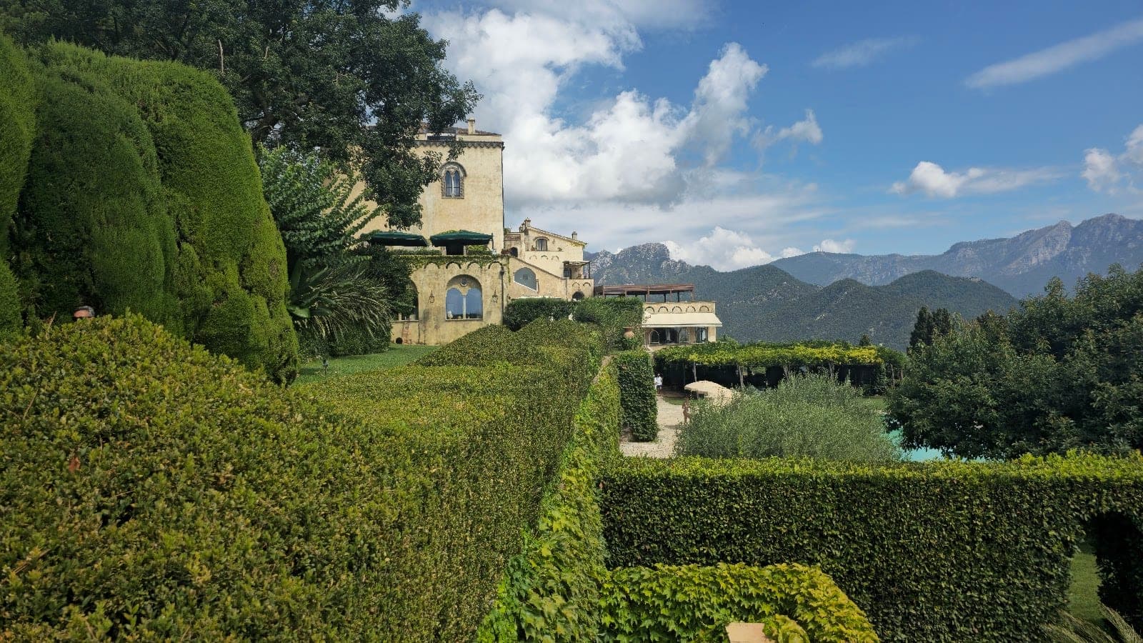 The Terrace of Infinity at Villa Cimbrone, marble busts above the Gulf of Salerno
