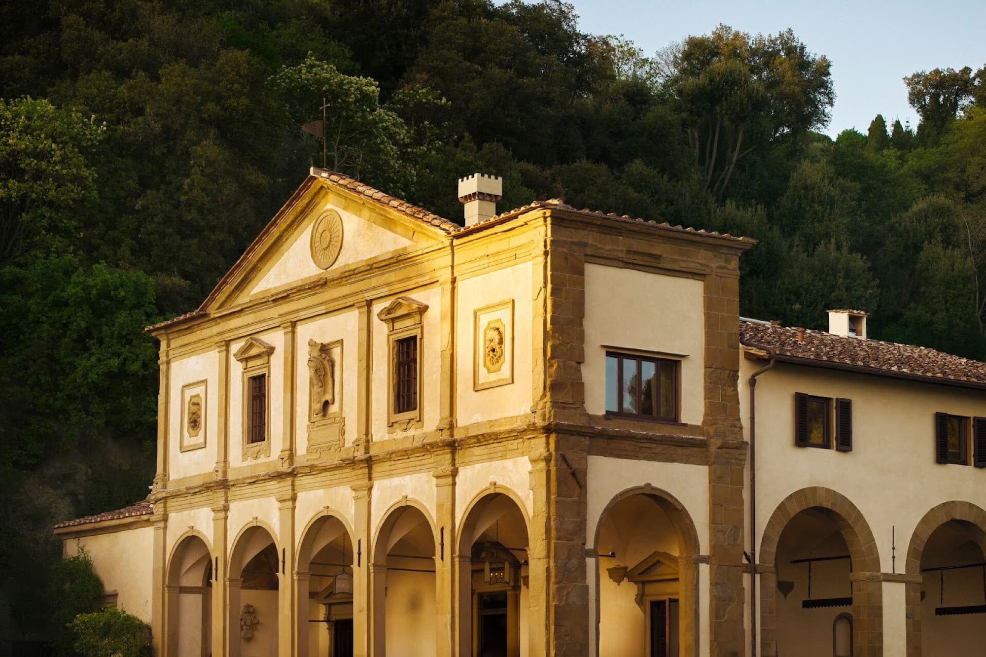 Villa San Michele’s monastery façade and gardens above Florence