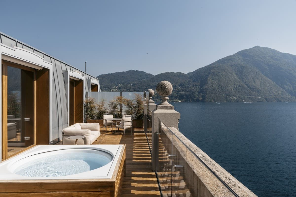 Grand Hotel Tremezzo on the western shore of Lake Como facing Bellagio